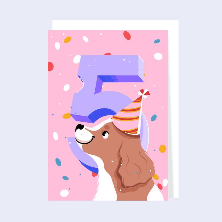 Carte d'anniversaire pour enfants de 5 ans, animal, chien, enfants de 5 ans pour la vente par Creative Goodie
