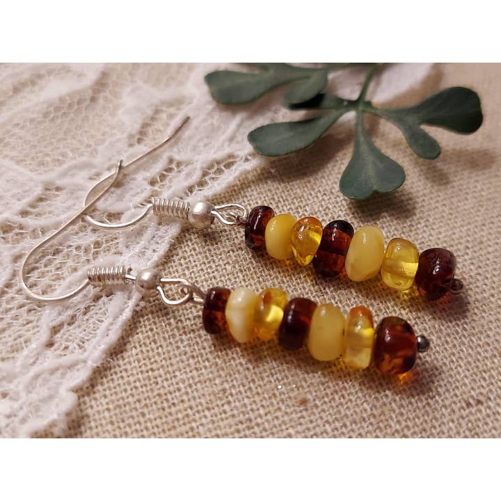 2" Lithuanian Baltic Amber Dangle Earrings w/ DisplayTag GIA for wholesale by Amber Auksas
