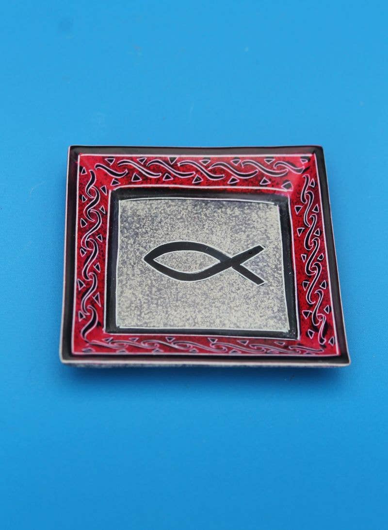 polanski speckstein - Wholesale Decorative Plate/Dish/Bowl - Small square Christian fish bowl - soapstone0