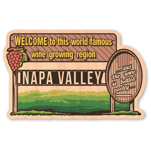Mini Wood Sticker - California Napa Valley World Famous Wine for wholesale by Morris Magnets