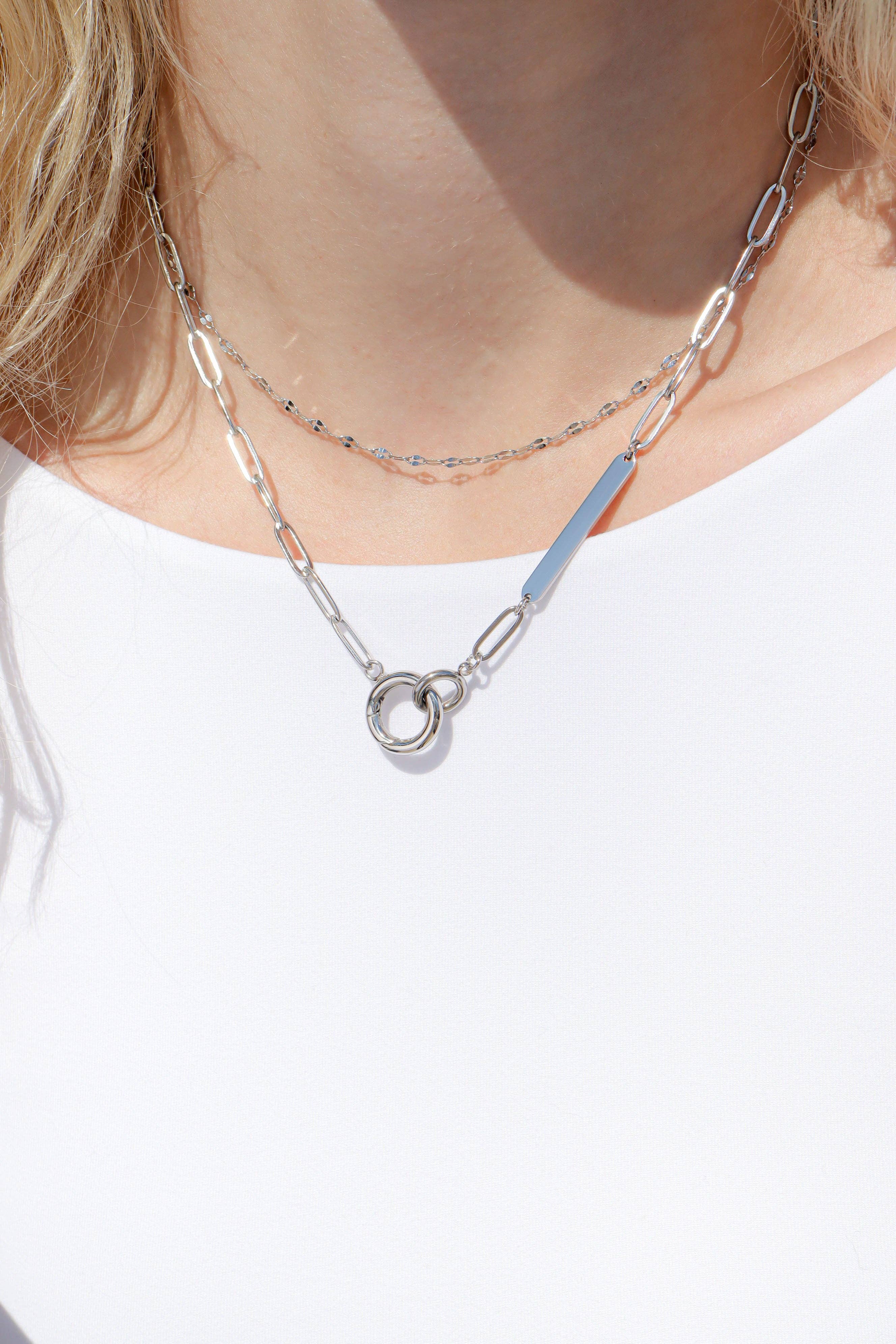 WJW - Wholesale Pendant/Charm Necklace - 18K Gold PVD Engravable Paperclip Charm Holder Necklace5