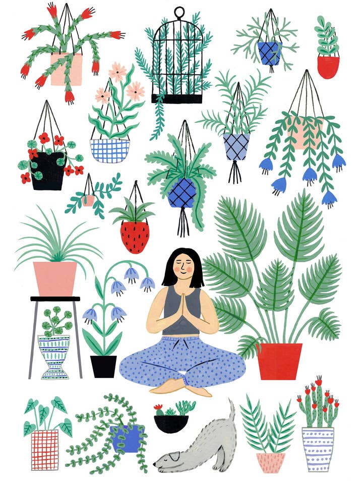 A4 & A3 Yoga botanical wall art, home decor, illustration for wholesale by Holly Maguire