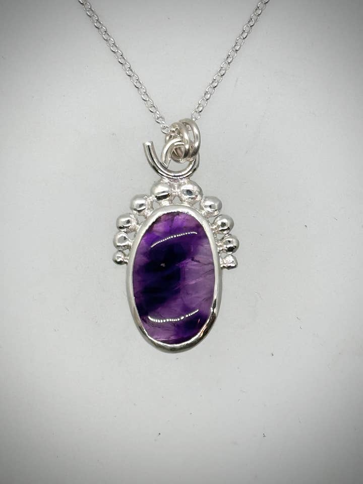 Sterling and Atomic Amethyst Bauble Necklace for wholesale by Morgan McGeehan Designs