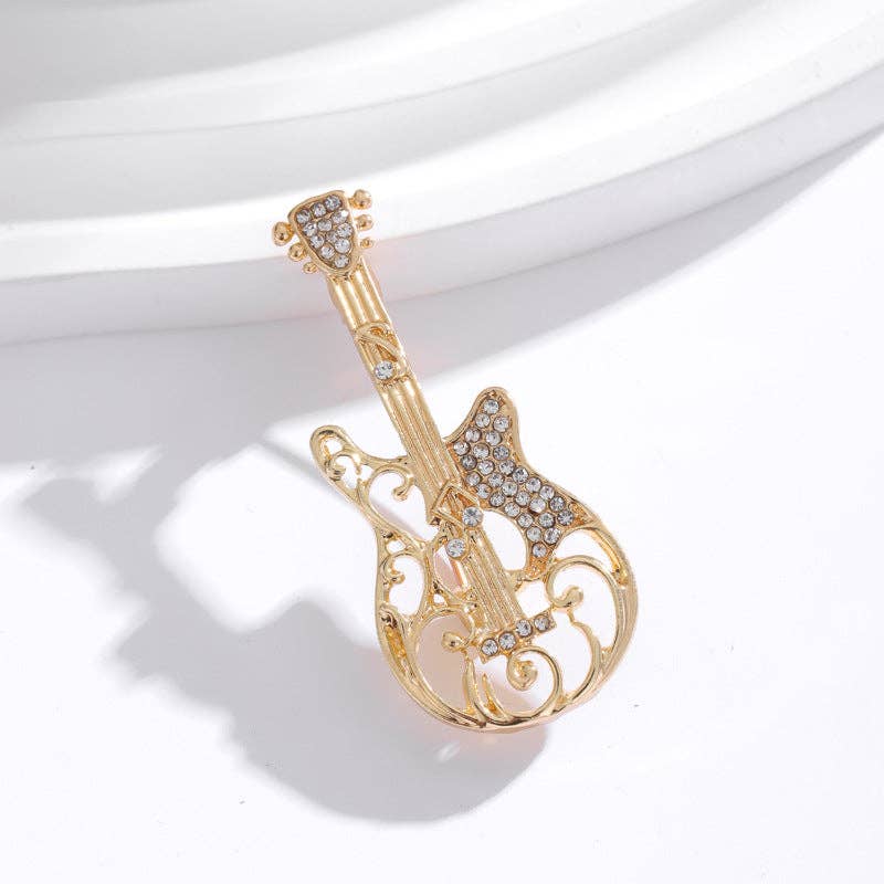 Oro Spilla in lega con strass e violino PA5712 in vendita all'ingrosso su Faire2