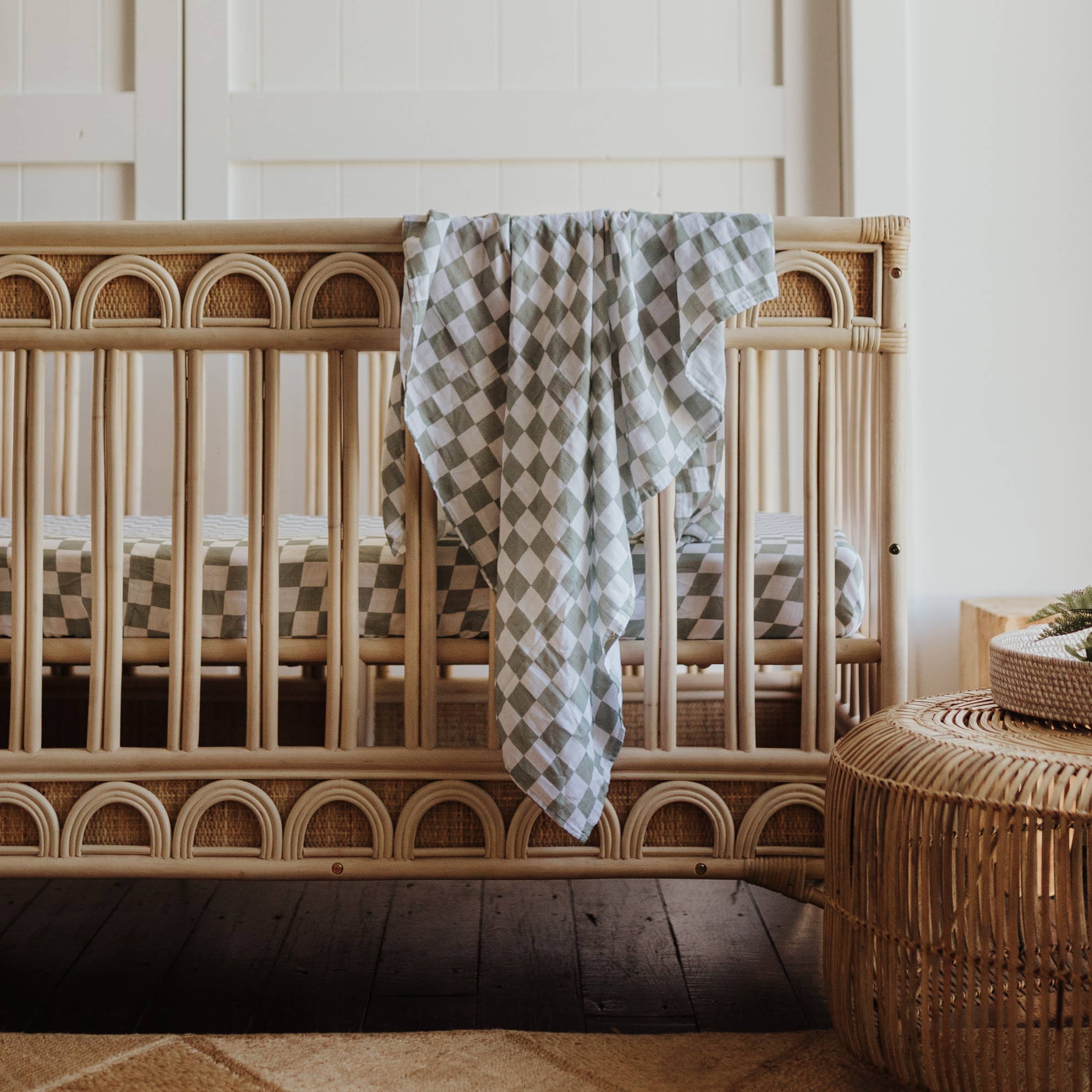 Snug as a Bub & Co. - Wholesale Swaddle – Baby - Moss Chequered Swaddle3