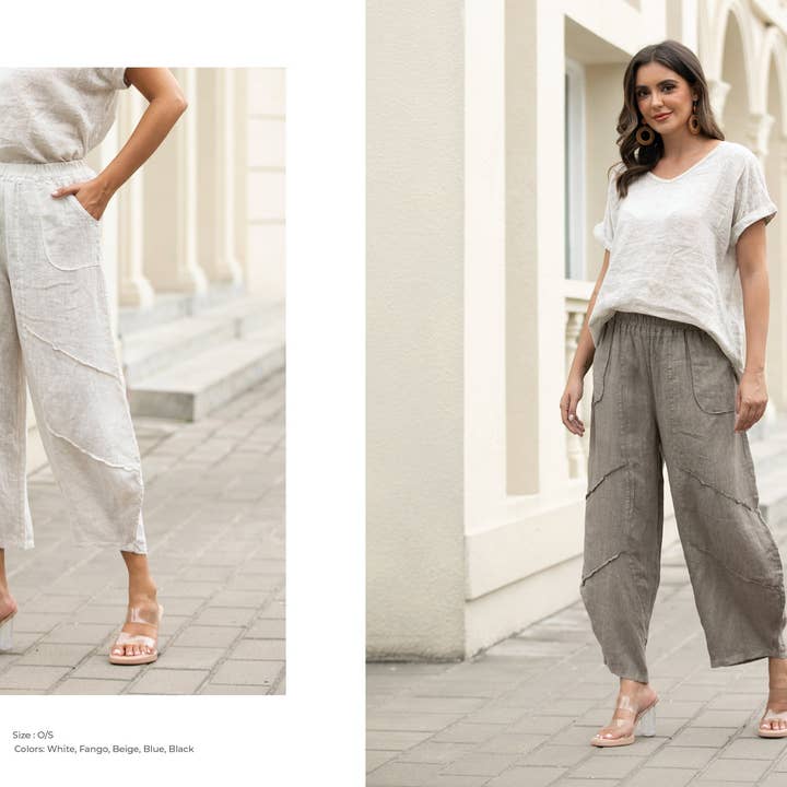 Bredbent Byxa i Linne för Kustnära Miljö för wholesale av Orange Fashion Village