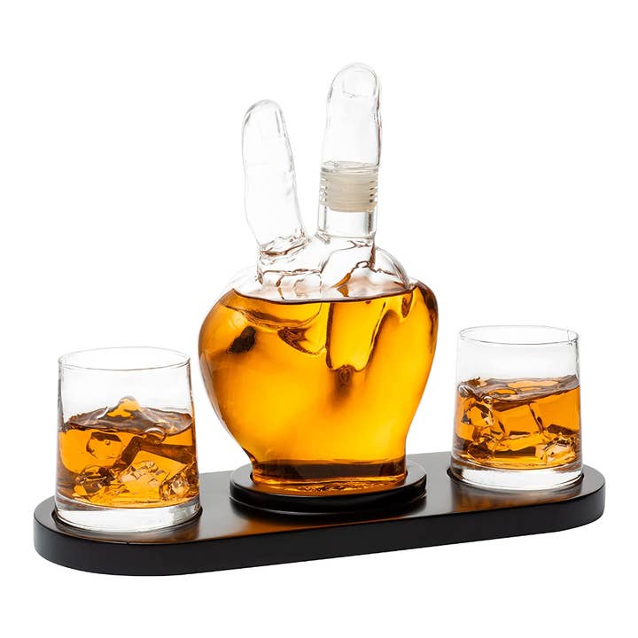 Fred Sign Vin & Whisky Karaffel 750ml og 2 10oz Briller for engroshandel hos The Wine Savant / Khen Glassware