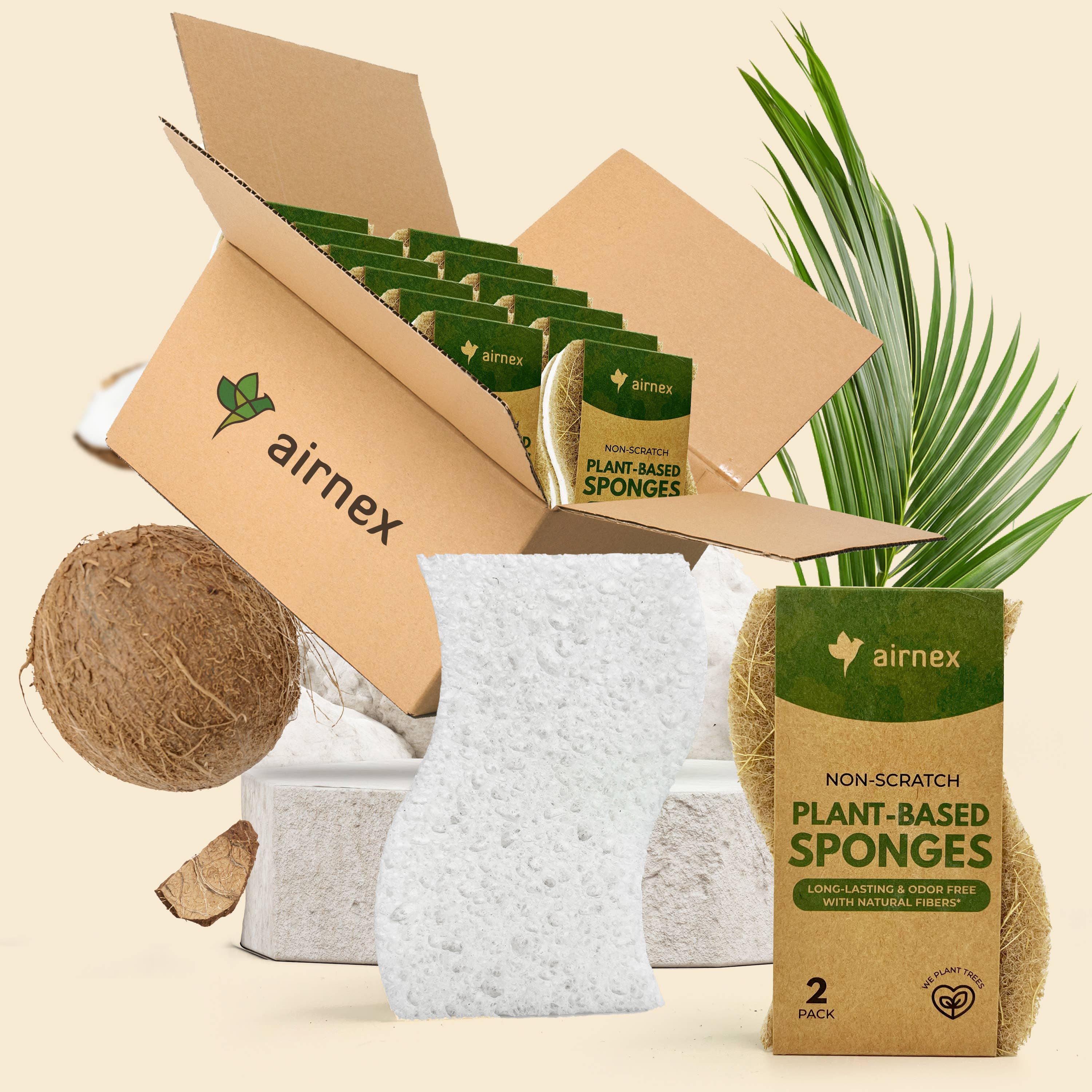 AIRNEX - Vendita all'ingrosso Spugnetta per pulire - Spugne ecologiche per pulizia - confezione da 2 spugne per piatti6