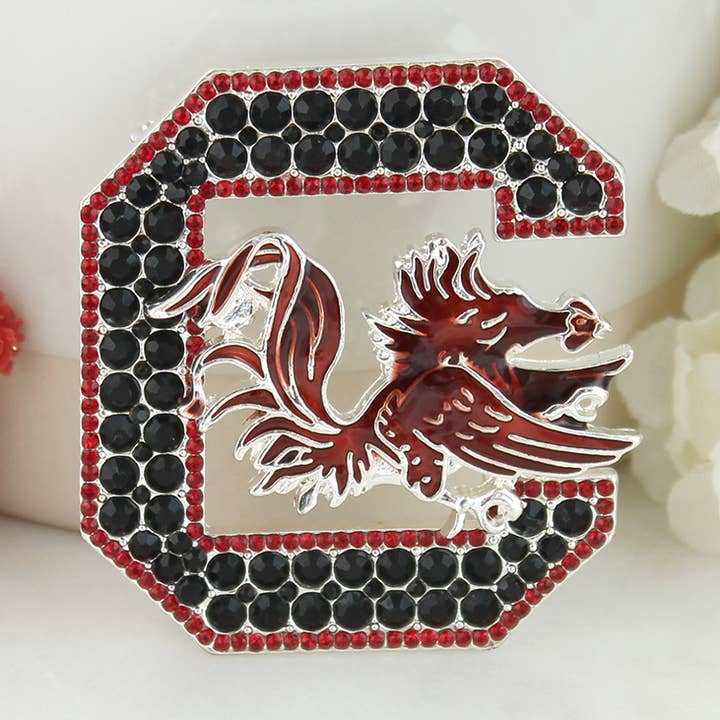 Spilla con logo in cristallo South Carolina per la vendita all'ingrosso da parte di Seasons Jewelry