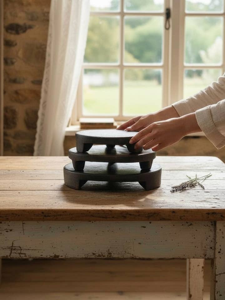 Petit piédestal en bois rond pour la vente par Made Market Co.