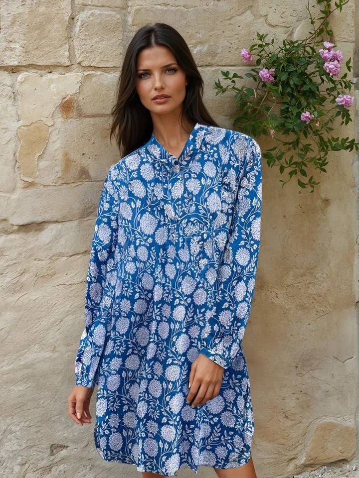 Bra Pojkvän Skjortklänning - Hortensiaskönhet Kobolt för wholesale av and for Good