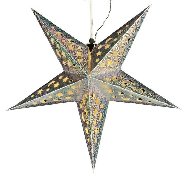 Christmas Star Ø 43 cm Paper Star LED Christmas Lighting Decoration Silver for wholesale by Meinposten