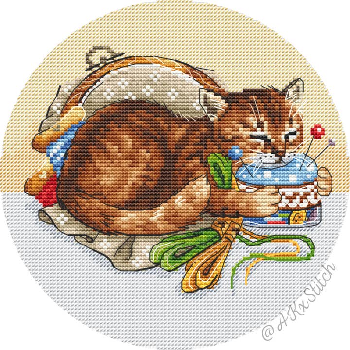 Cat "The Stitcher's Assistant" Cross Stitch Kit for wholesale by AKxStitch