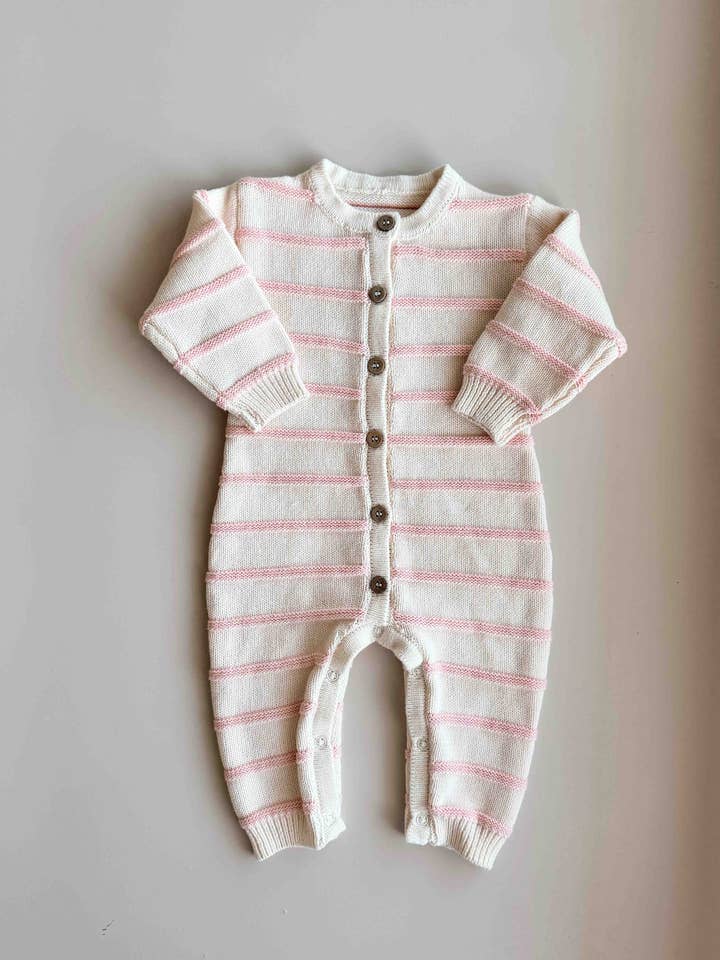 PRE-ORDER Raised Stripe Full Romper | Sweetpea for wholesale by FRECKLES the label