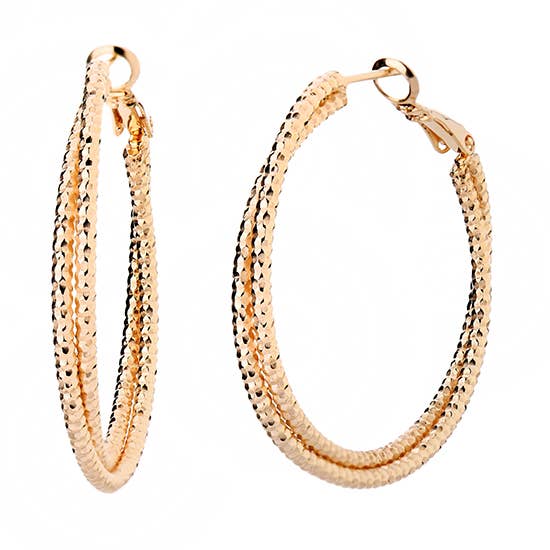 Aretes tipo argolla de oro con doble diamante para venta al por mayor de Almond Tree