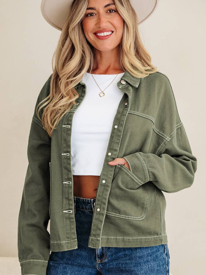 Isabella Collared Front Boyfriend Jacket for wholesale by Threaded Pear