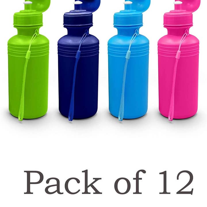 4E's Novelty - Vente Bouteilles d'eau - Bouteilles de sports nautiques en vrac pour enfants (paquet de 12), bouteille d'eau en plastique réutilisable de 18 oz, couleurs fluo, sans BPA, bouteilles d'eau Bike Kids de 4E's Novelty8