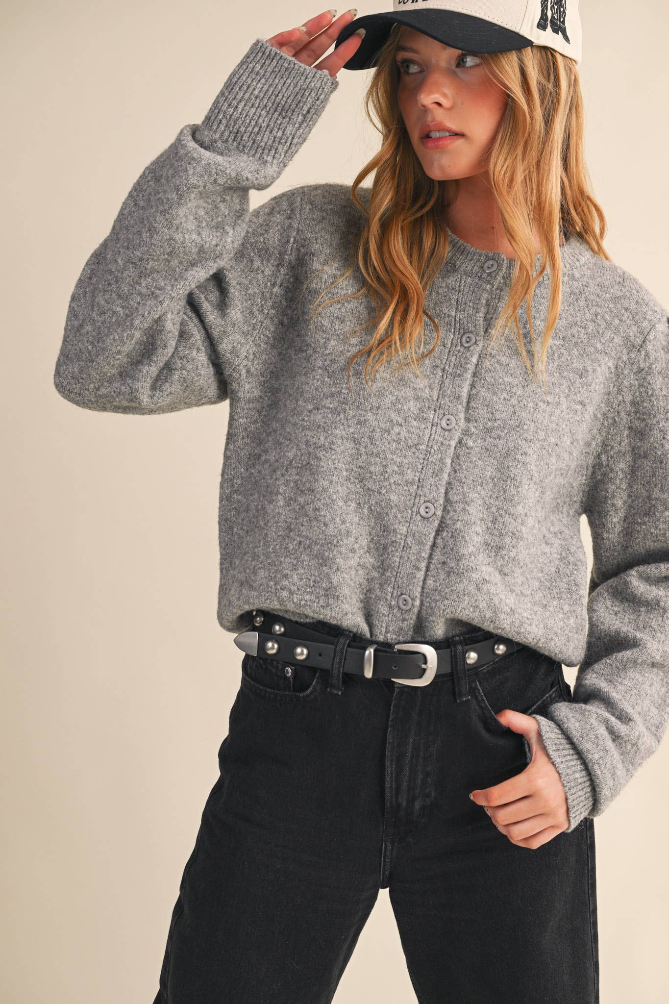 &MERCI - Wholesale Cardigan - Women's - LONG PUFF SLEEVE SWEATER CARDIGAN MSW1101885