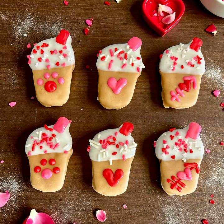 Mini Cupid’s Cold Brew Valentines dog treats for wholesale by YumYum4DOGS