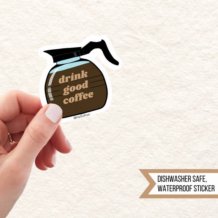 Retro Style Coffee Pot Waterproof Sticker for Coffee Lover for wholesale by Hello Kiwi