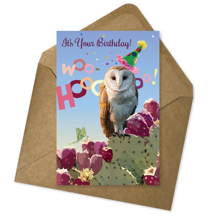Birthday Enclosure Card | Happy Birthday Owl Gift Tag for wholesale by The Red Barn Press