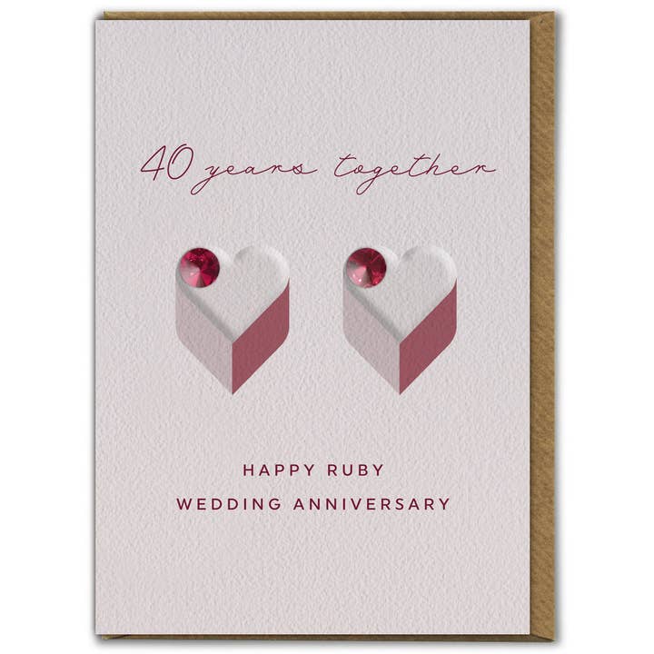 brainbox candy - Venta al por mayor Tarjetas de aniversario - Tarjeta de felicitación del 40 aniversario - Aniversario de boda de Ruby