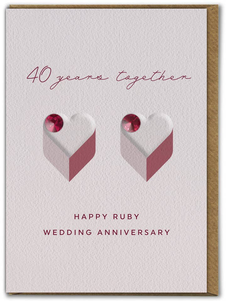Wenskaart voor het 40-jarig jubileum - Ruby Wedding Anniversary voor wholesale door Brainbox Candy