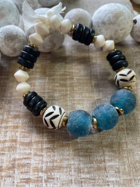 Cobalt Blue Sea Glass Bracelt for wholesale by Nina’s Attic