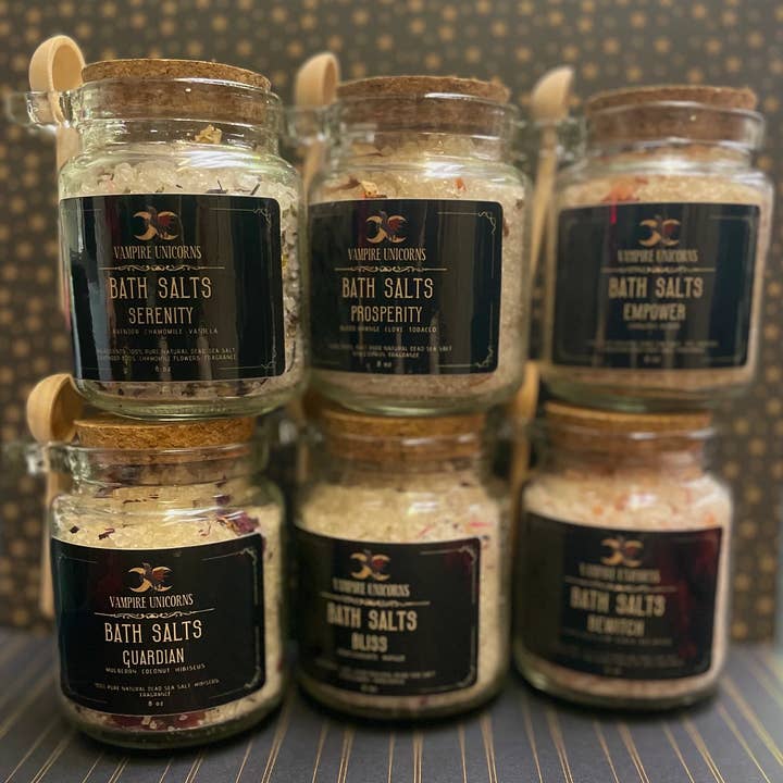 Hand Blended Bath Salts / Bewitch Bliss Empower Prosperity and other Purchase Wholesale scented bath salts. Free Returns & Net 60 Terms on Faire trending on Faire.