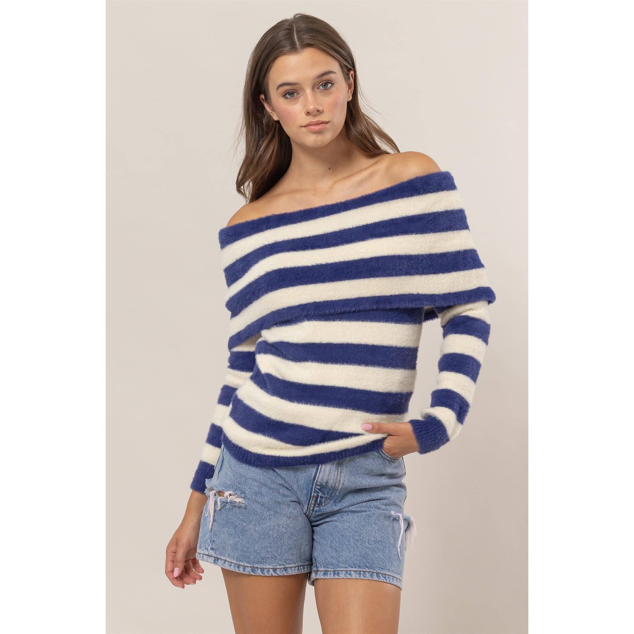 HYFVE - Venta al por mayor Jersey de punto - Mujer - Jersey a rayas con hombros descubiertos0