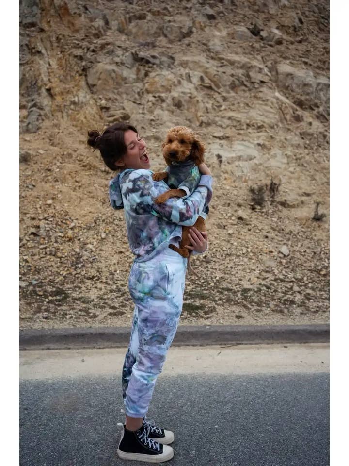 Dog Pet Sweater Hoodie Tie Dye "Carmel By The Sea" Colorway for wholesale by Shanna's Tie Dye