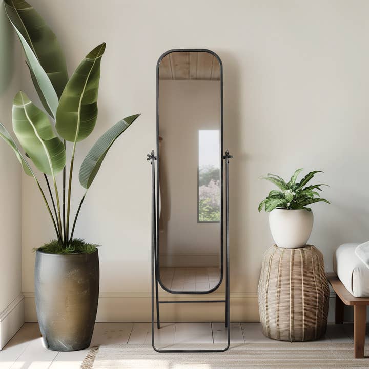 Metal Full Length Floor Mirror on Stand - Black, 69 in. for wholesale by Sagebrook Home