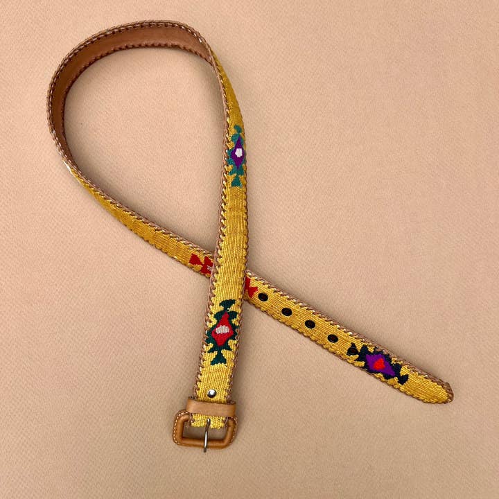 Intertwined: Handmade for Good - Wholesale Belt - Women's - Gold Handwoven Guatemalan Whip-Stitched Belt