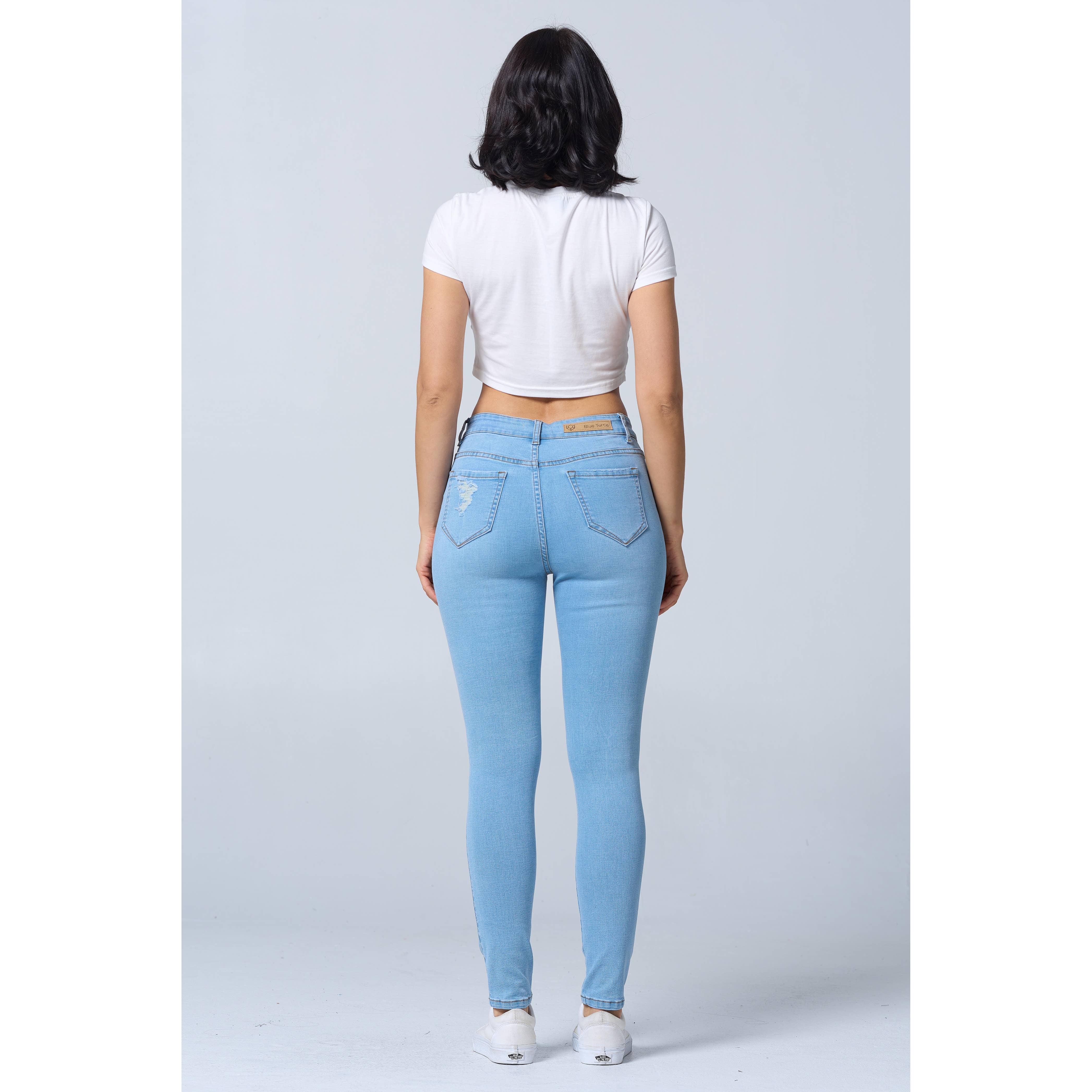 Blue Turtle - Wholesale Jeans - Women's - Distressed High Rise Skinny Jeans Extreme Stretch Dark RH221217