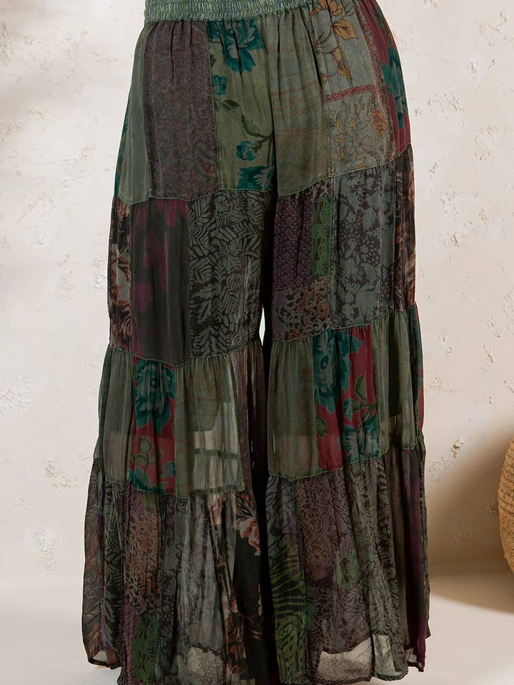 Young Threads - Wholesale Pants - Women's - Retro Revival Long Flared Patchwork Pants (New Color)17