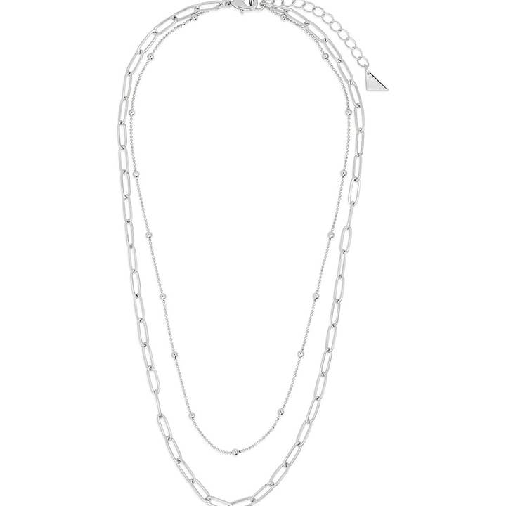 Sterling Forever - Wholesale Link & Chain Necklace - Leah Beaded & Paperclip Layered Chain Necklace4