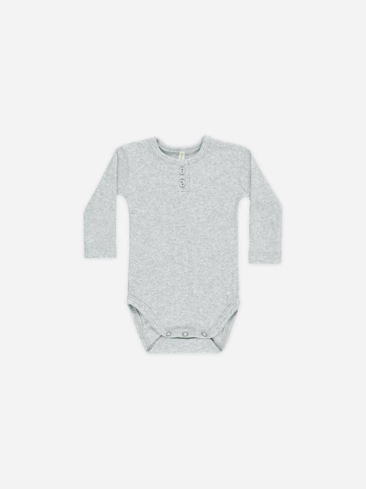Ribbed Long Sleeve Onesie || Dusty Blue for wholesale by Quincy Mae