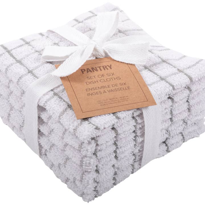 KAF Home - Wholesale Dishcloth - KAF Home Set of 6 Checkered Terry Dish Cloths - 12 x 12