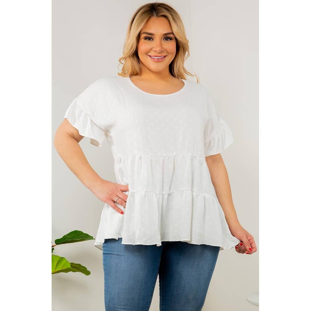 Curve Market - Vendita all'ingrosso Camicetta - Donna - TOP BABYDOLL A STRATI A POIS SVIZZERI TAGLIE FORTI3