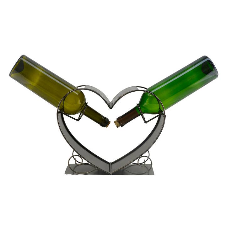 Wine Bottle Holder - 2 Bottles In A Heart for wholesale by Three Star IM/EX Inc.