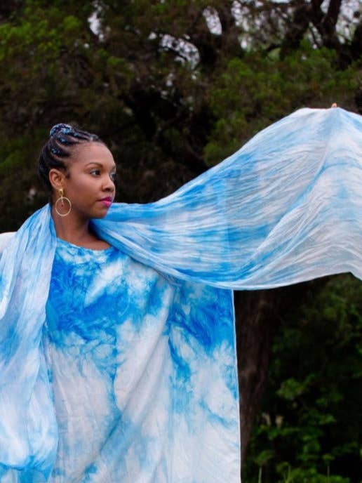 Lapis Azul Crinkled Air Silk Scarf for wholesale by Viva La Silk