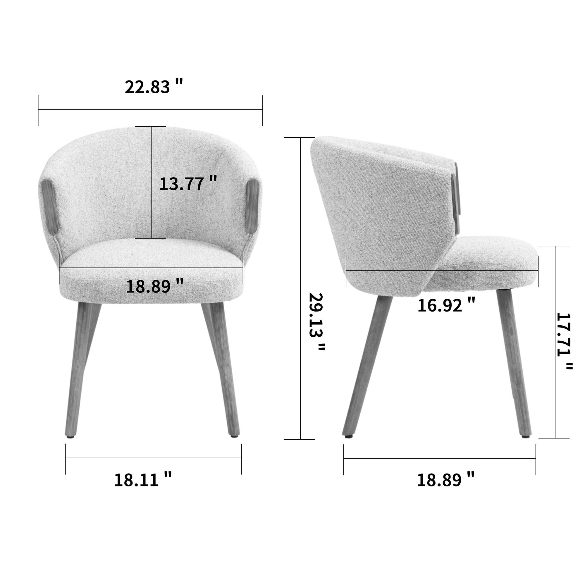 Glamour Home - Wholesale Chair - Set of 2 Bernice Beige Washed Boucle Fabric Dining Chair6