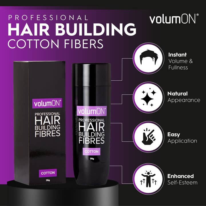 My Wholesale Warehouse – wholesale Hair thinning/loss treatment – Volumon Hair Building Fibres - COTTON 28g - For Men & Women