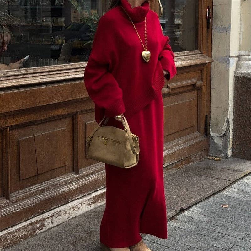 Sheer Trend - Vente Ensemble haut et jupe - Femme - Ensemble Jupe et Pull Col Montant Uni11