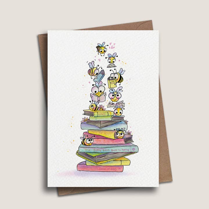 Book Bees Card for wholesale by PrettyLittleScribbles