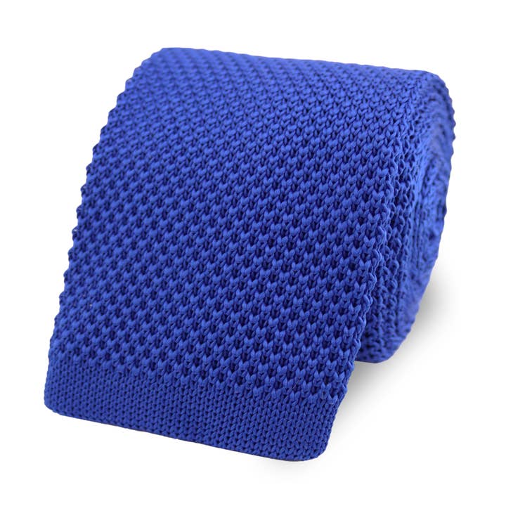Men's Square End Knitted Tie - Royal Blue for wholesale by THE GENTS LAB