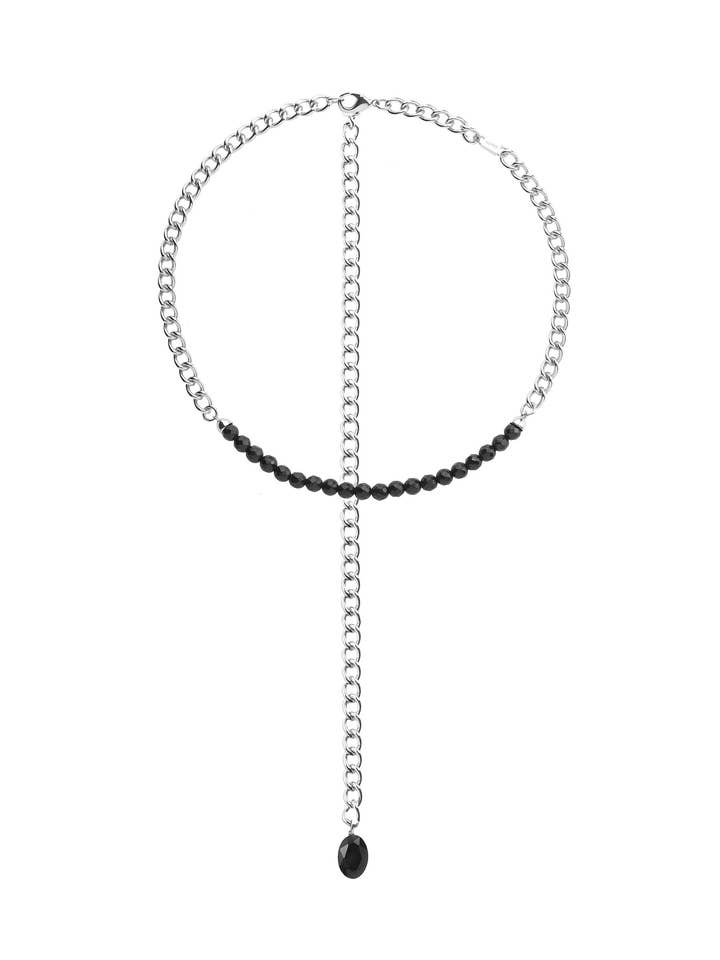 Black Onyx 4-In-1 Necklace And Bracelet | Rhodium Silver for wholesale by C.J.ROCKER