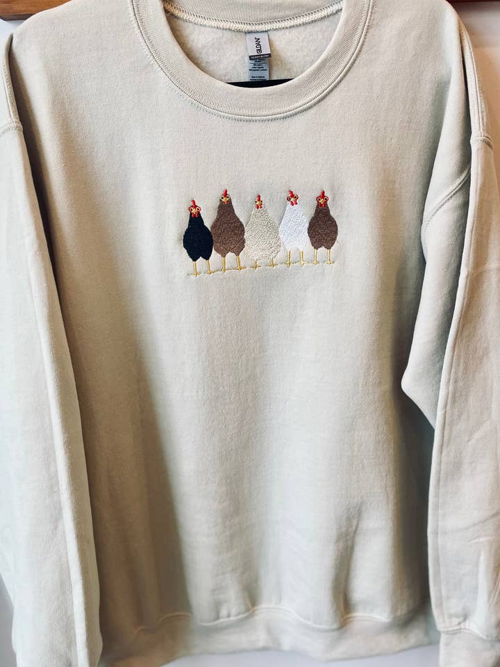 Wills Creek Designs - Wholesale Sweatshirt - Women's - Chickens Wholesale Embroidered Sweatshirt