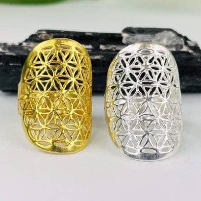 Crystal Flower of Life Ring in Gold or Sterling Silver for wholesale by Rock Paradise