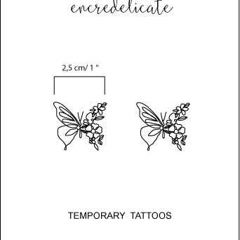 encredelicate – Tatuagem temporária por atacado – Tatuagem temporária de flor de borboleta (conjunto de 2)2